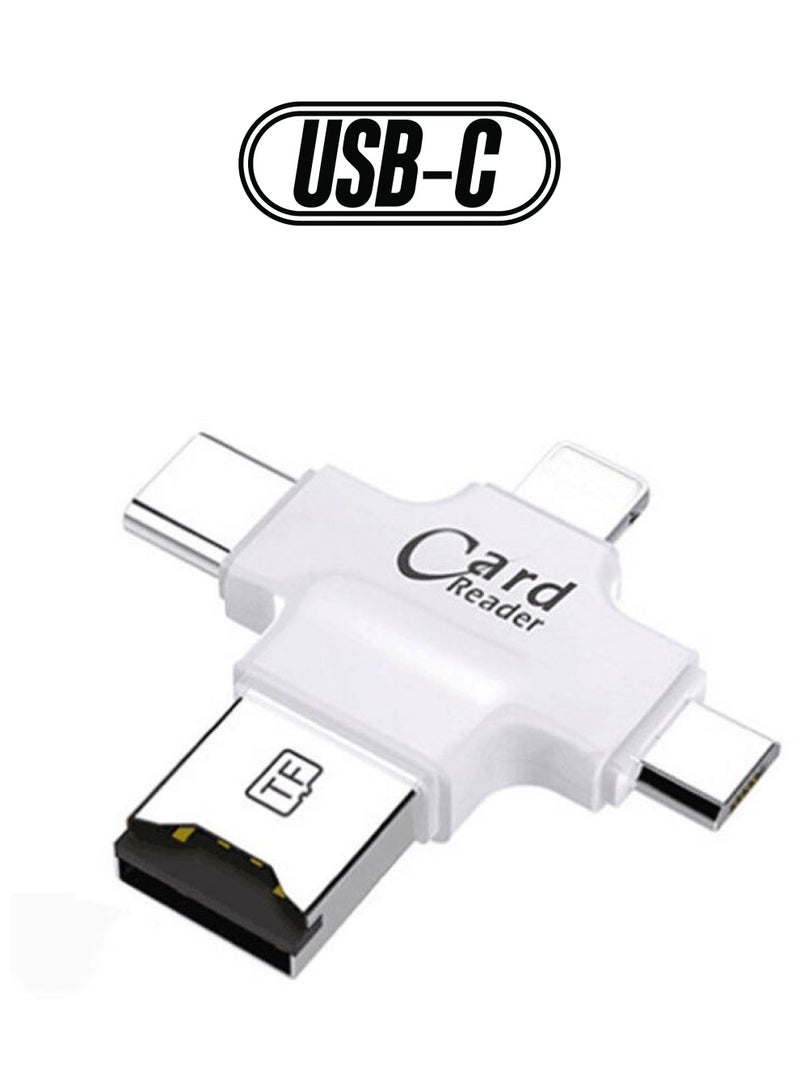 4-In-1 USB OTG TF Micro SD Card Reader Adapter White - Image 1