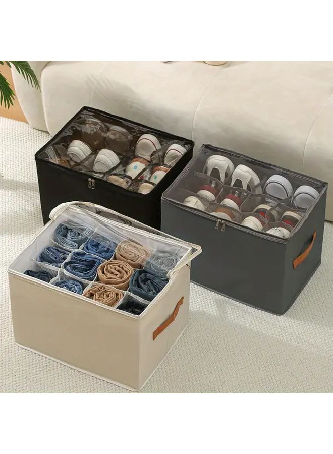 Gray Heavy Duty Foldable Storage Box with Clear Compartments for Home - Image 5