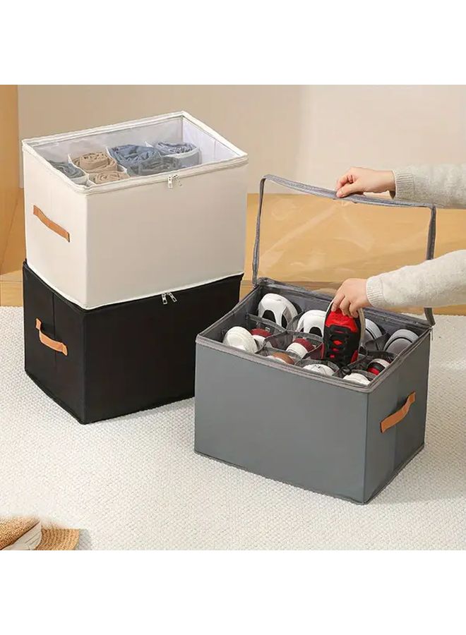Gray Heavy Duty Foldable Storage Box with Clear Compartments for Home - Image 4