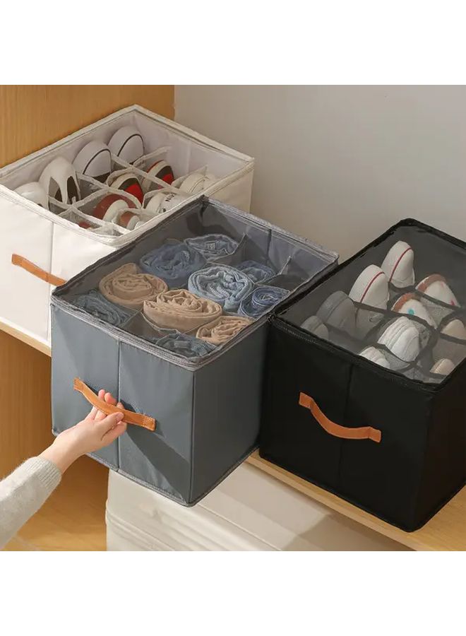 Gray Heavy Duty Foldable Storage Box with Clear Compartments for Home - Image 2