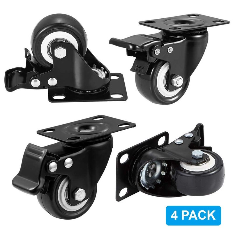 BOSNEY implemental 15 Inch Wheels for Furniture Moving with Load Capacity of 185 Kg 2 Wheels with Lock and 2 Wheels Without Lock Pack of 4 Black - Image 3