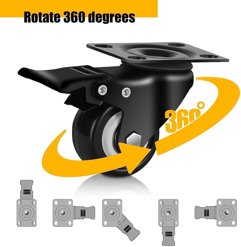 BOSNEY implemental 15 Inch Wheels for Furniture Moving with Load Capacity of 185 Kg 2 Wheels with Lock and 2 Wheels Without Lock Pack of 4 Black - Image 5