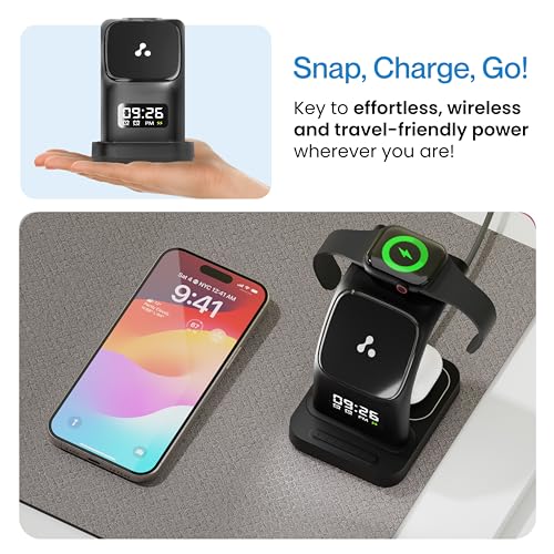 Ambrane 22.5W Magnetic Magsafe 3In1 Wireless Charger for 16/16 +/16 Pro/16 Pro Max, iPhone 15/15 Plus/15 Pro/15 Pro Max, 14/13/12, Airpods 3rd/2nd gen, Series 9/8/7/6/5/4/SE (Aerosync Trio -Black) - Image 5