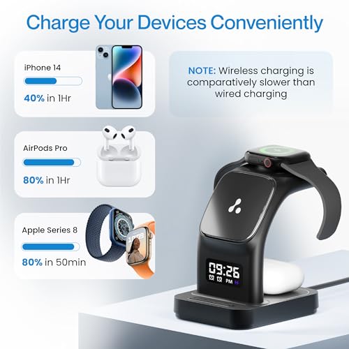 Ambrane 22.5W Magnetic Magsafe 3In1 Wireless Charger for 16/16 +/16 Pro/16 Pro Max, iPhone 15/15 Plus/15 Pro/15 Pro Max, 14/13/12, Airpods 3rd/2nd gen, Series 9/8/7/6/5/4/SE (Aerosync Trio -Black) - Image 4