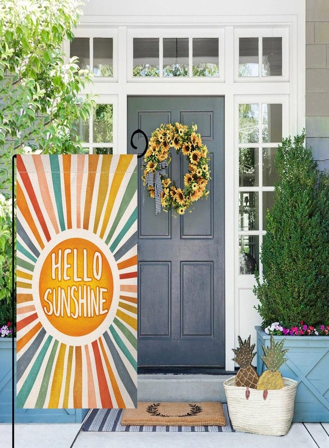 BLKWHT Hello Sunshine Summer Garden Flag 12x18 Vertical Double Sided Colorful Farmhouse Holiday Outside Decorations Burlap Yard Flag BW643 - Image 3