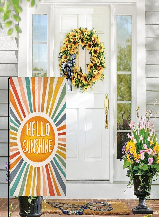 BLKWHT Hello Sunshine Summer Garden Flag 12x18 Vertical Double Sided Colorful Farmhouse Holiday Outside Decorations Burlap Yard Flag BW643 - Image 2