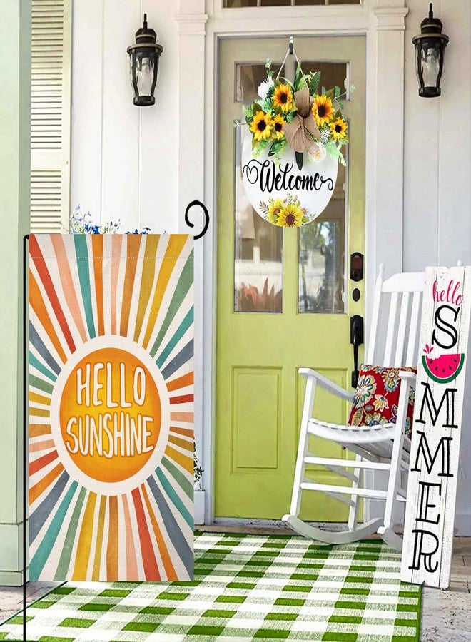 BLKWHT Hello Sunshine Summer Garden Flag 12x18 Vertical Double Sided Colorful Farmhouse Holiday Outside Decorations Burlap Yard Flag BW643 - Image 4