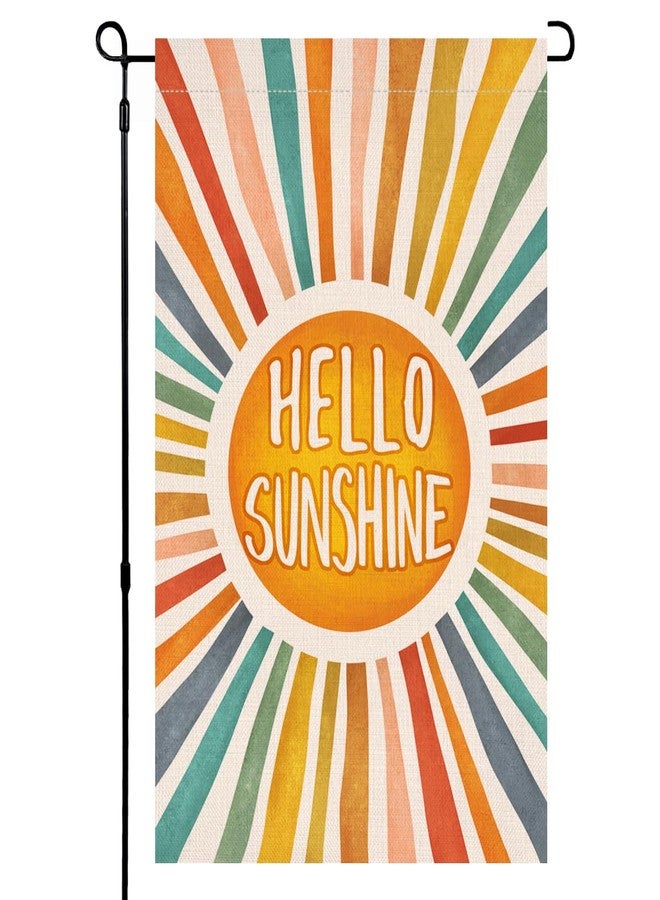 BLKWHT Hello Sunshine Summer Garden Flag 12x18 Vertical Double Sided Colorful Farmhouse Holiday Outside Decorations Burlap Yard Flag BW643 - Image 1