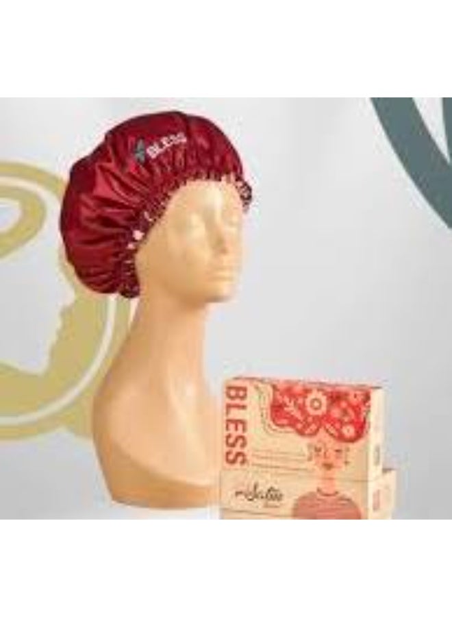 Bless satin hair cap - luxurious and healthy - maroon color
