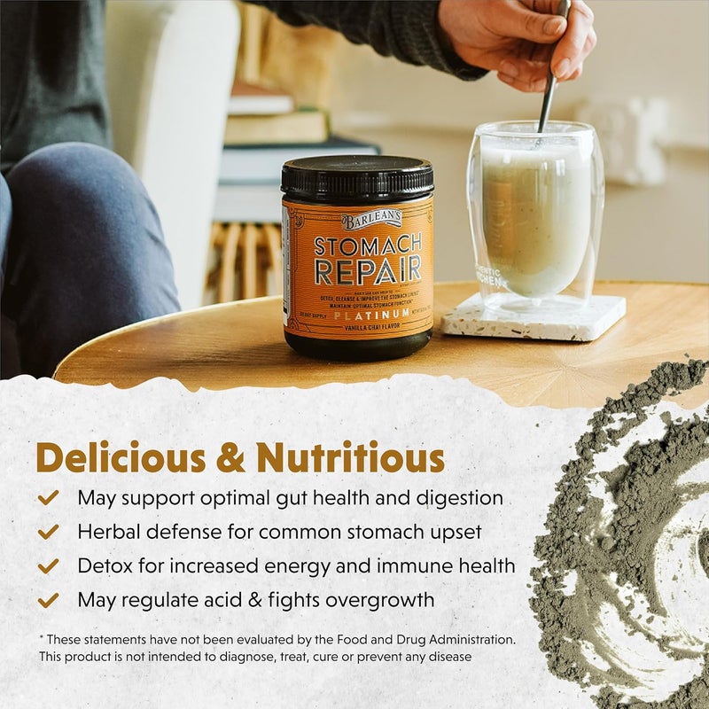 Barleans Stomach Repair Gut Health Powder Supplement Fiber and Digestive Support Supplements Blend for Detox and Cleanse Vanilla Chai Drink Mix 635 oz - Image 4