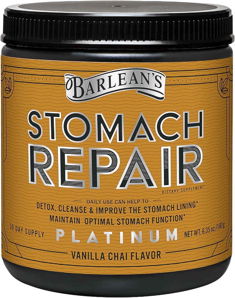 Barleans Stomach Repair Gut Health Powder Supplement Fiber and Digestive Support Supplements Blend for Detox and Cleanse Vanilla Chai Drink Mix 635 oz - Image 1