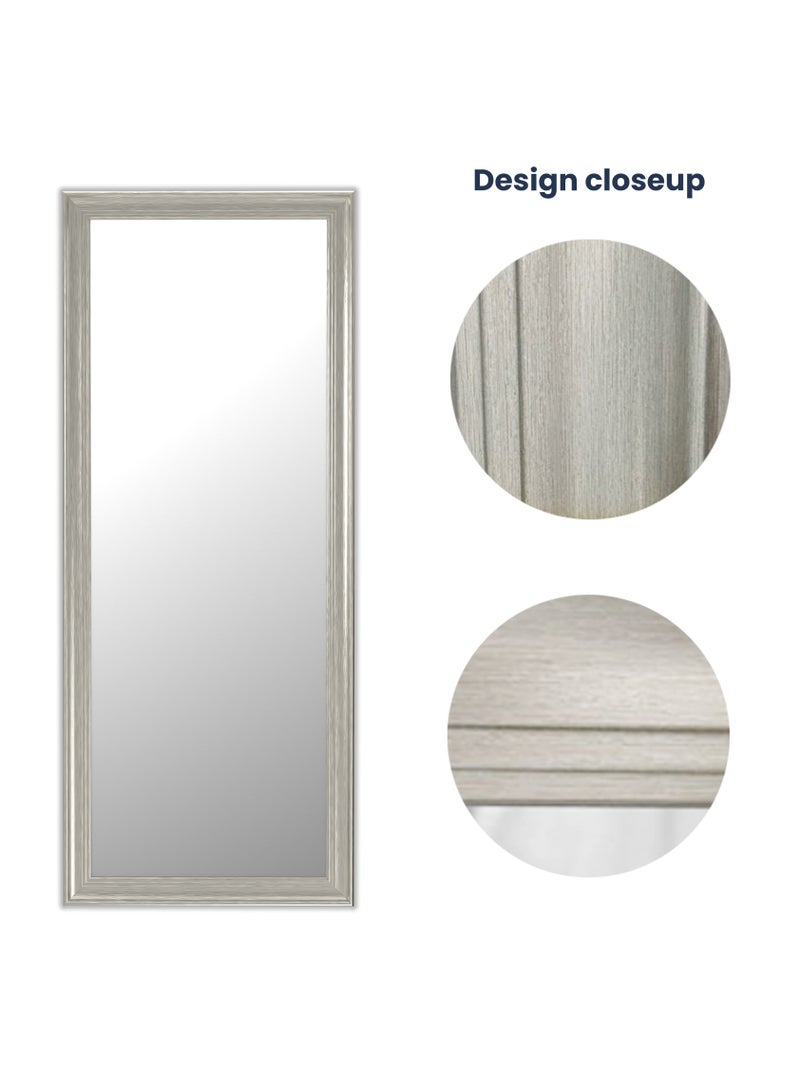 مرآة كاملة الطول 174 سم × 74 سم قابلة للتعليق أو الإمالة ضد الحائط، مرآة كبيرة مستطيلة لغرفة النوم، مرآة أرضية، مرآة للتزيين، مرآة مثبتة على الحائط، إطار PVC - بني فاتح - Image 3