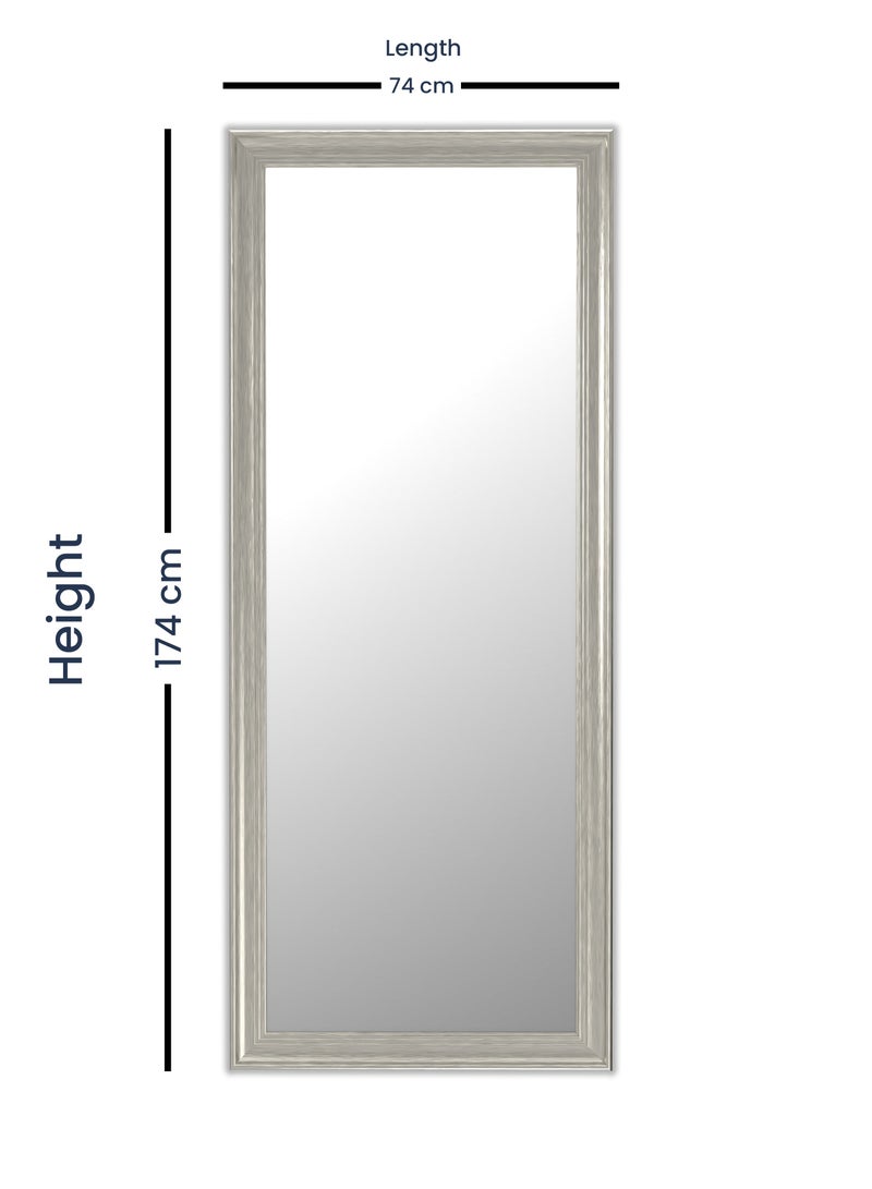 مرآة كاملة الطول 174 سم × 74 سم قابلة للتعليق أو الإمالة ضد الحائط، مرآة كبيرة مستطيلة لغرفة النوم، مرآة أرضية، مرآة للتزيين، مرآة مثبتة على الحائط، إطار PVC - بني فاتح - Image 4