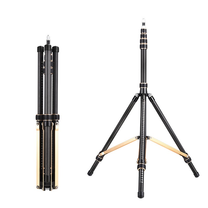 252cm/99in Adjustable Tripod Stand Video Light Stand Carbon Fiber 4-section Adjustable 6kg/13.2lbs Load Capacity with Detachable Center Column 1/4in & 3/8in Screw for LED Video Light / Flash Light/ - Image 1