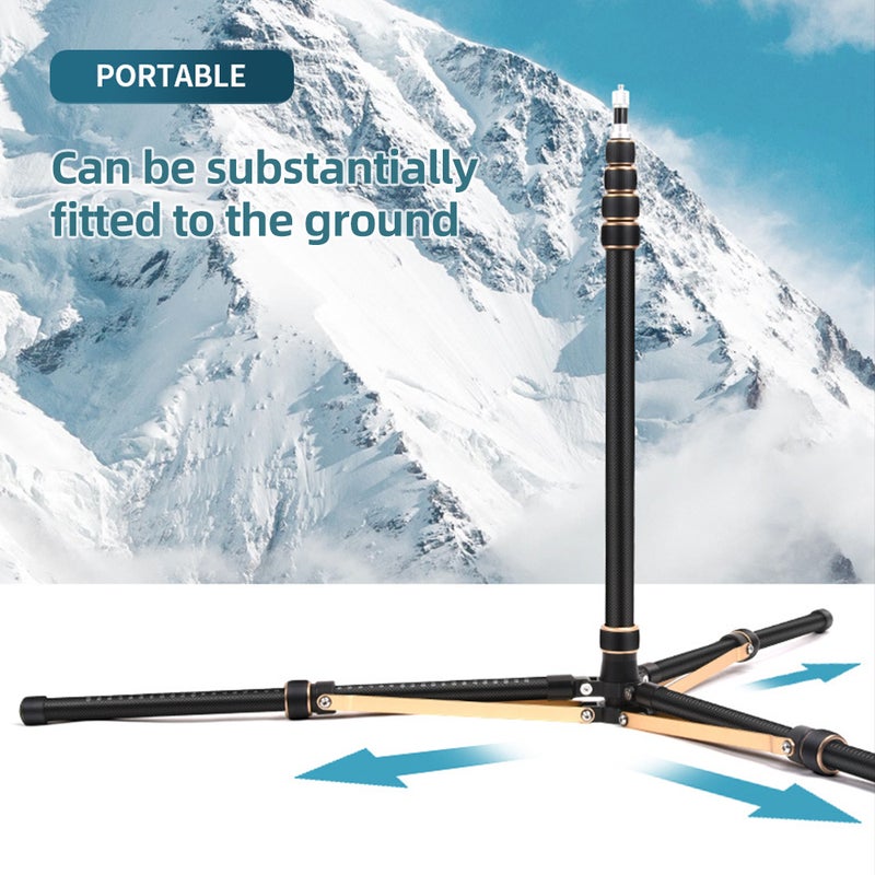 252cm/99in Adjustable Tripod Stand Video Light Stand Carbon Fiber 4-section Adjustable 6kg/13.2lbs Load Capacity with Detachable Center Column 1/4in & 3/8in Screw for LED Video Light / Flash Light/ - Image 4