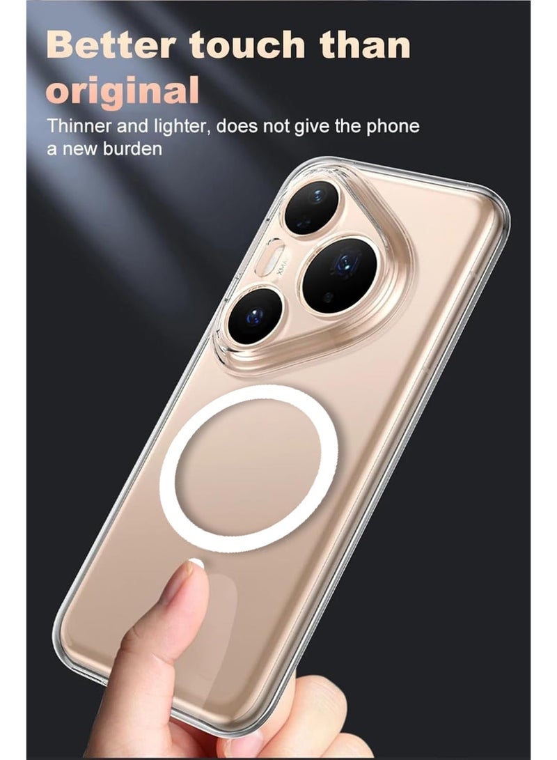 Techie Huawei Pura 80 Pro 5G Case with MagSafe – Slim, Anti-Yellowing Transparent Back Cover with Camera Lens Protection, Magnetic Holder Wireless Charging Compatible - Clear - Image 2
