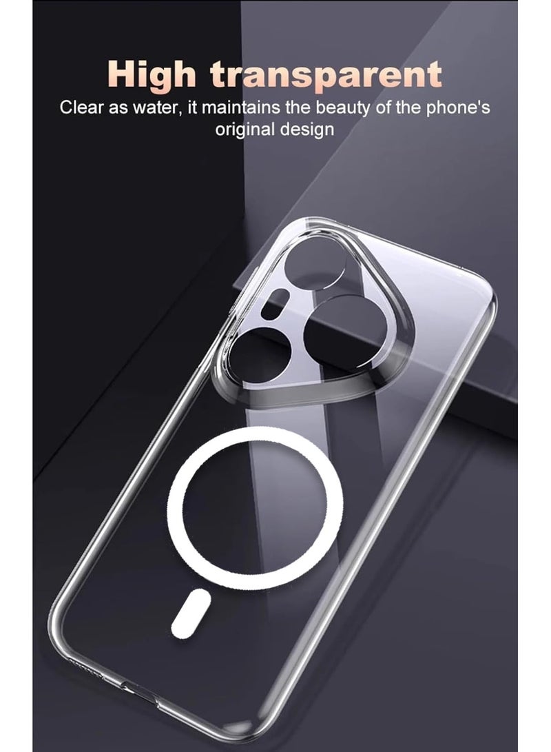 Techie Huawei Pura 80 Pro 5G Case with MagSafe – Slim, Anti-Yellowing Transparent Back Cover with Camera Lens Protection, Magnetic Holder Wireless Charging Compatible - Clear - Image 3