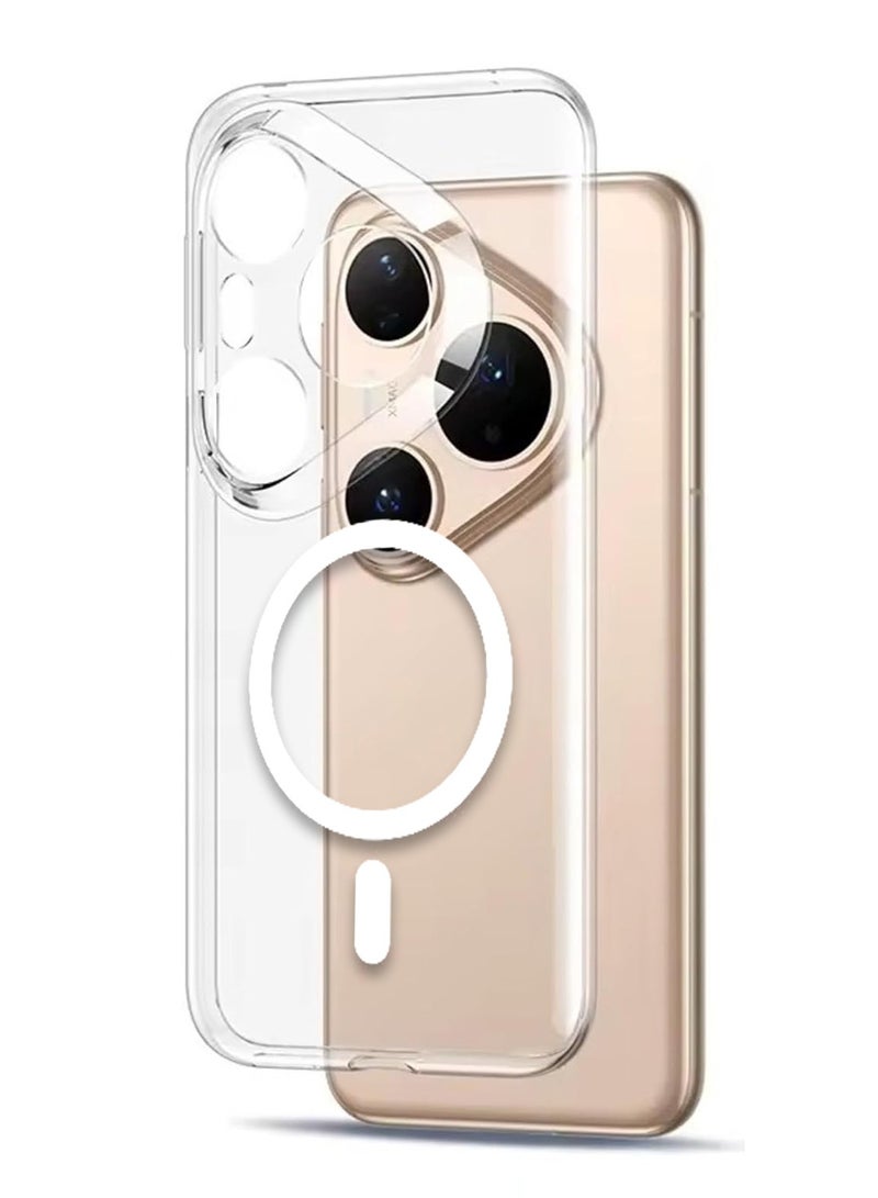 Techie Huawei Pura 80 Pro 5G Case with MagSafe – Slim, Anti-Yellowing Transparent Back Cover with Camera Lens Protection, Magnetic Holder Wireless Charging Compatible - Clear - Image 1