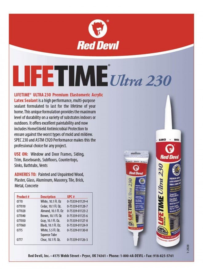 Red Devil Red Devil 0777 Lifetime Ultra 230 Premium Elastomeric Acrylic Latex Sealant, 10.1 oz, Clear - Image 2