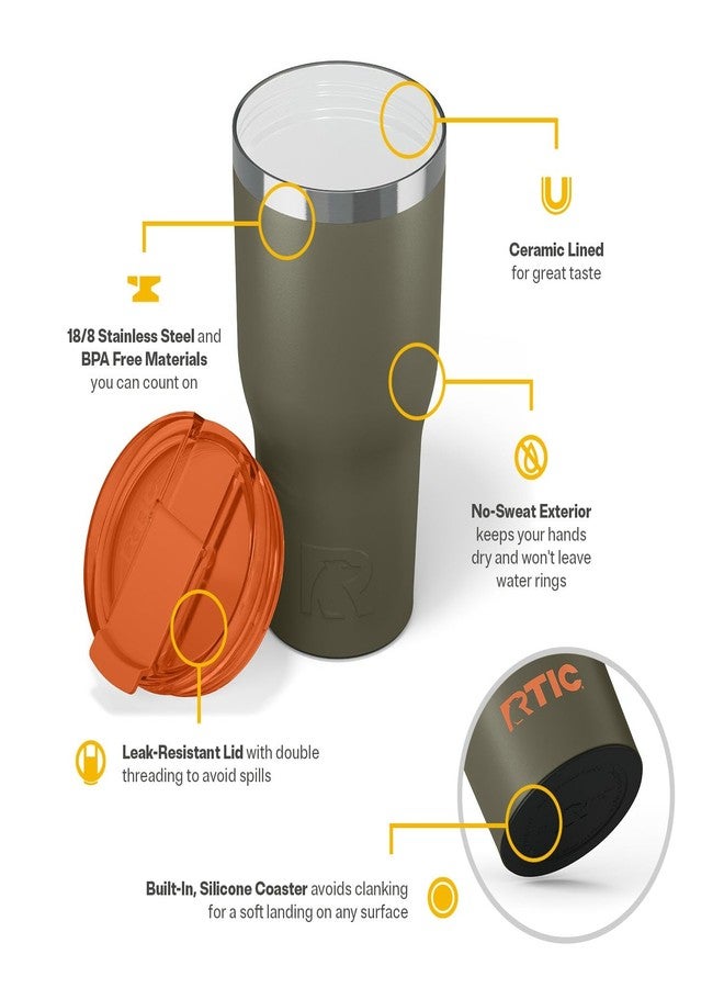 RTIC 30oz Essential Tumbler with Lid, Ceramic Lined, Insulated, Stainless Steel, Metal, Double Wall Vacuum-Insulation, Travel Cup for Iced Coffee, Tea, Hot and Cold Drink, Trailblazer - Image 4