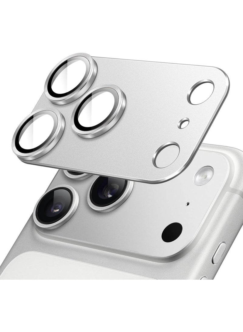 BAIKO Camera Lens Protector for iPhone 17 Pro 6.3-Inch, Full Coverage 9H Tempered Glass Ring Cover, Matte Metal Plate, Case Friendly, 1-Pack (Silver) - Image 1