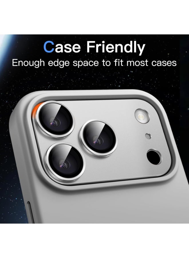 BAIKO Camera Lens Protector for iPhone 17 Pro 6.3-Inch, Full Coverage 9H Tempered Glass Ring Cover, Matte Metal Plate, Case Friendly, 1-Pack (Silver) - Image 2