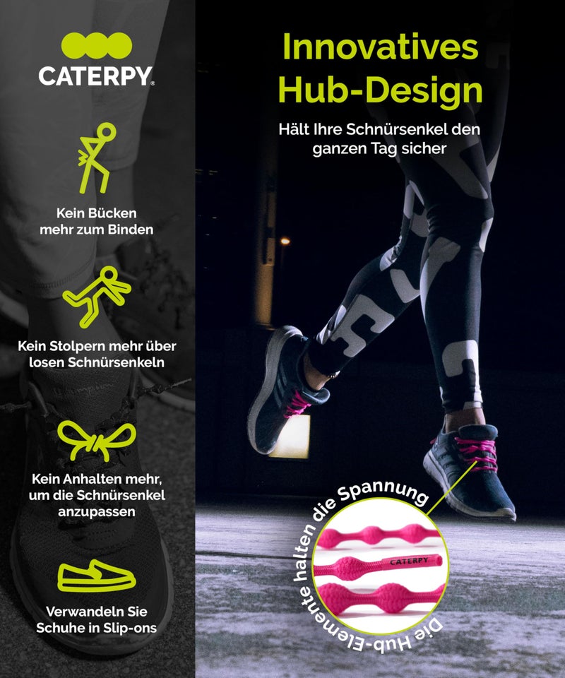 Caterpy RUN - Ultimate No Tie Shoelaces for Adults & Kids - Versatile & Easy-to-Use Shoe Laces - Flamingo Pink, Standard, Single Pack - Image 5