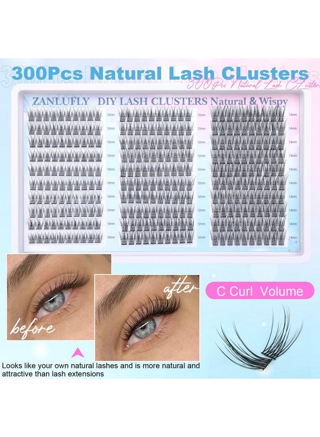 zanlufly Lash Clusters Wispy Eyelash Clusters C Curl Individual Lashes zanlufly Natural 300Pcs Cluster Lashes Eyelash Extension 10 12 14MM DIY Lash Extension - Image 5