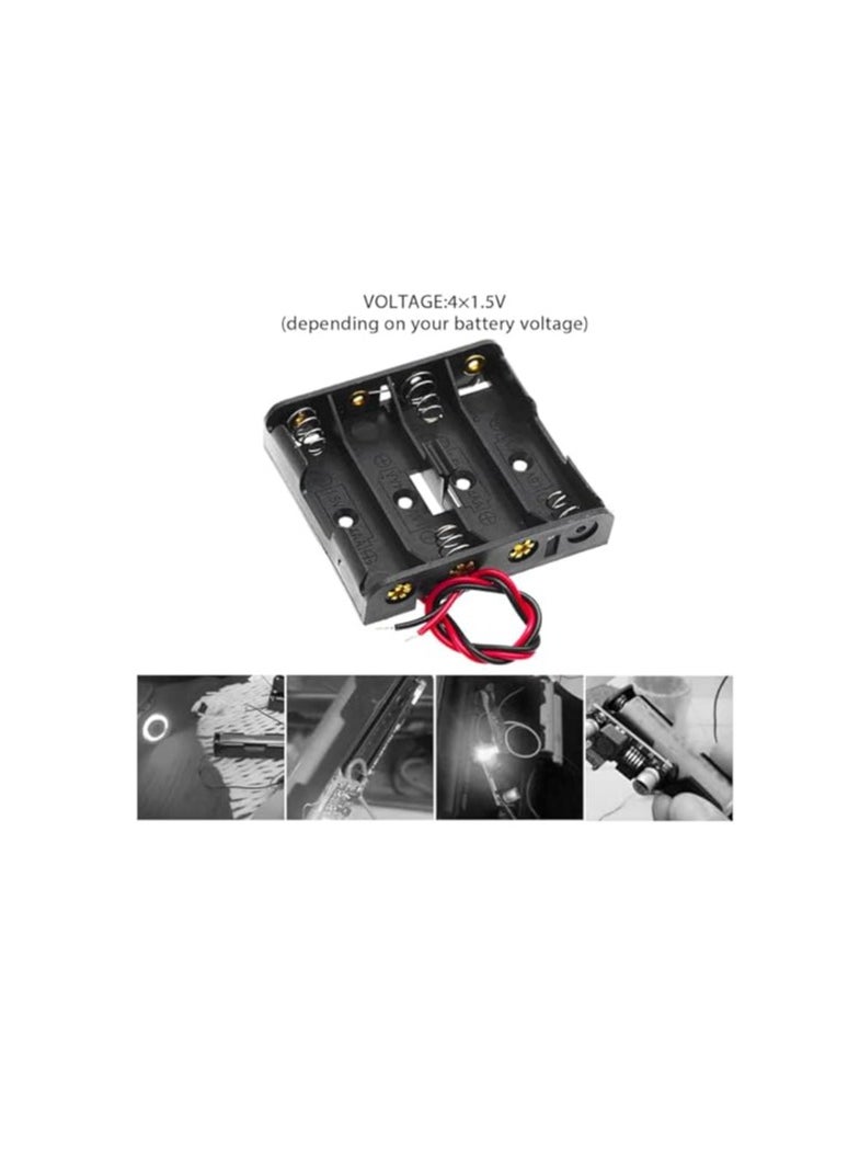 KNP - KNP 1.5V 4*AA 4-Ways Battery Holder is designed to securely hold and connect four AA batteries in series to deliver a combined output of 6V 1.5V per battery This holder is perfect for projects requiring a compact and durable battery pack. - Image 1