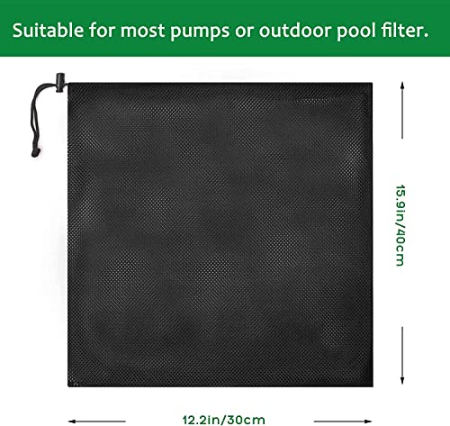 Hecaty 12.2"x 15.9" Large Pump Barrier Bag, Pond Pump Filter Bag, Black Media Bag Large Pump Nylon Mesh Bag for Pond Swimming Pool Filters(Black) (12.2"x 15.9") - Image 2