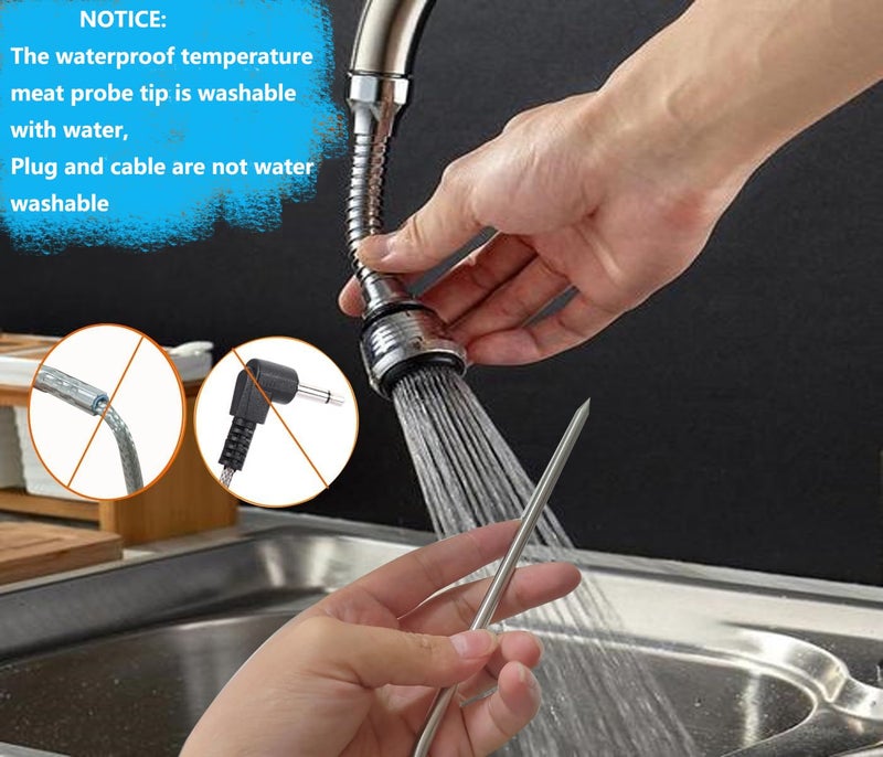 FCCUM Replacement for Traeger Meat Probe,Compatible with Traeger Wood Pellet Grills and Smoker,Equipped with Stainless Steel Grill Holder kit 2 PCS - Image 5