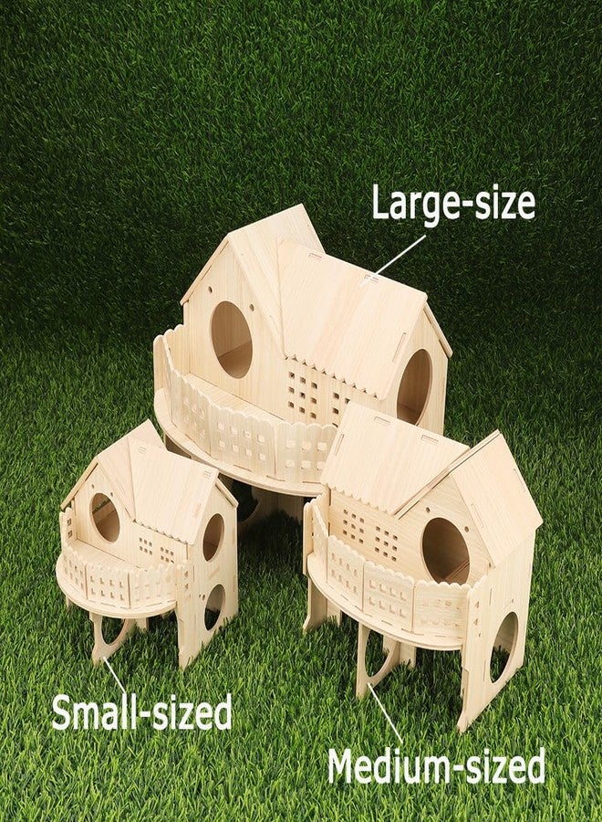 kcrygogo Baby Guinea Pig Maze Wooden House Fun Slide House Double-Decker House, Suitable for Guinea Pigs, Large Syrian Hamsters, Chinchillas Adult Dwarf Gerbils and Other Small Animals(Large Size) - Image 3