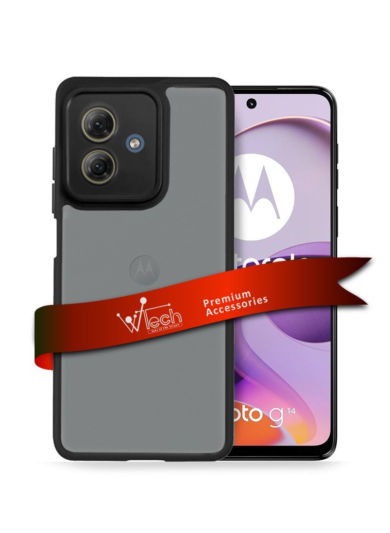 دبليو تيك غطاء حماية من السيليكون الهجين مع غطاء حماية خلفي شفاف لهاتف موتورولا موتو G14 4G 2023 أسود - Image 1