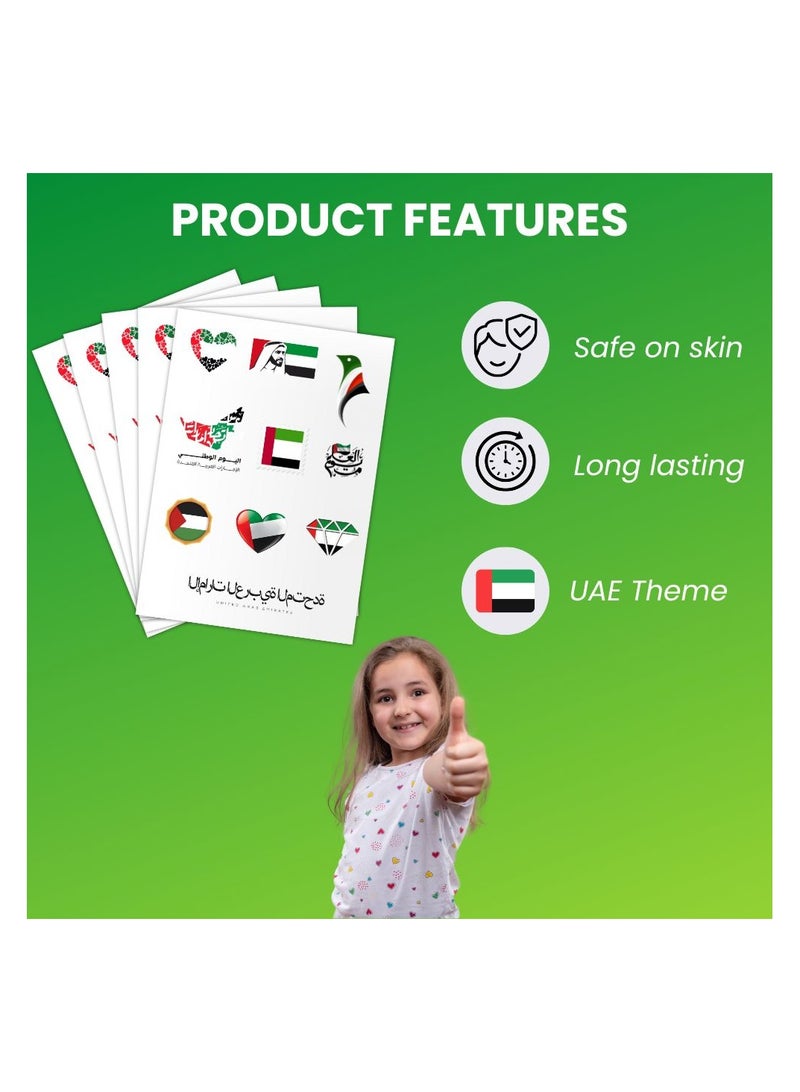PRINTSHOP4ME UAE National Day Temporary Tattoo Stickers–Perfect For Celebrating UAE National Day,Parties,School Events And Corporate Celebrations–UAE-Themed Tattoo Stickers For National Day - Image 3