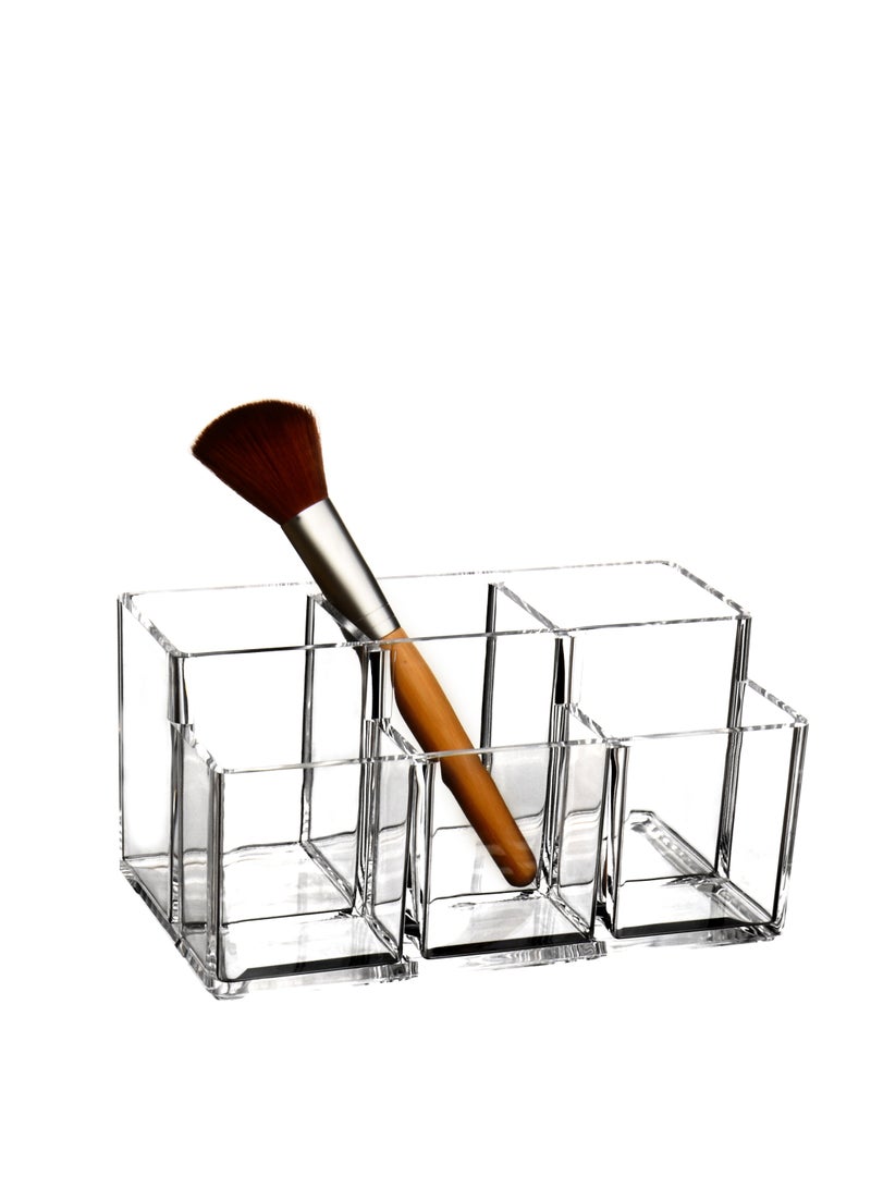 Cosmetic organizer , Makeup Brush Holder , 6 Slot Acrylic Cosmetic Brushes Storage, Large Makeup Brush Holder Organizer for Bathroom, Vanity, Dressing Table - Image 1