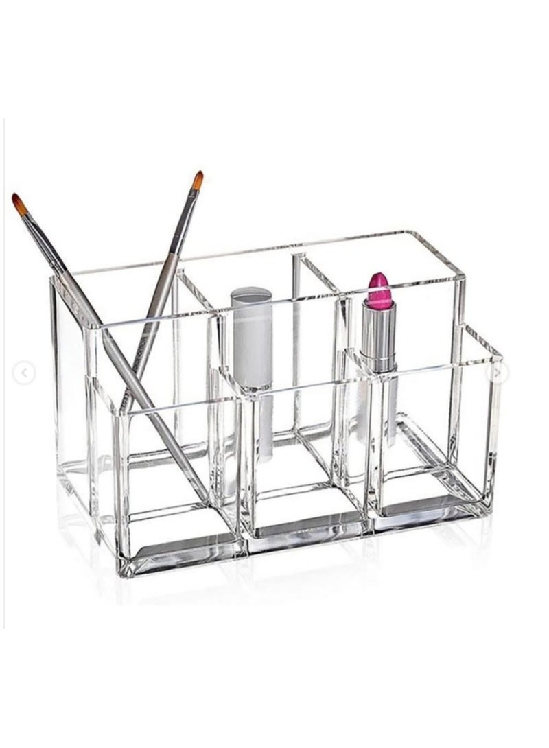 Cosmetic organizer , Makeup Brush Holder , 6 Slot Acrylic Cosmetic Brushes Storage, Large Makeup Brush Holder Organizer for Bathroom, Vanity, Dressing Table - Image 2