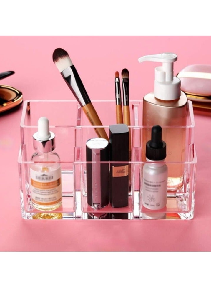 Cosmetic organizer , Makeup Brush Holder , 6 Slot Acrylic Cosmetic Brushes Storage, Large Makeup Brush Holder Organizer for Bathroom, Vanity, Dressing Table - Image 3