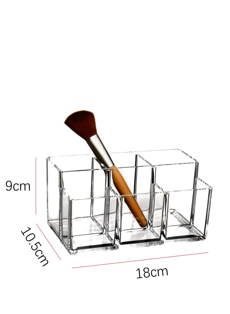 Cosmetic organizer , Makeup Brush Holder , 6 Slot Acrylic Cosmetic Brushes Storage, Large Makeup Brush Holder Organizer for Bathroom, Vanity, Dressing Table - Image 5