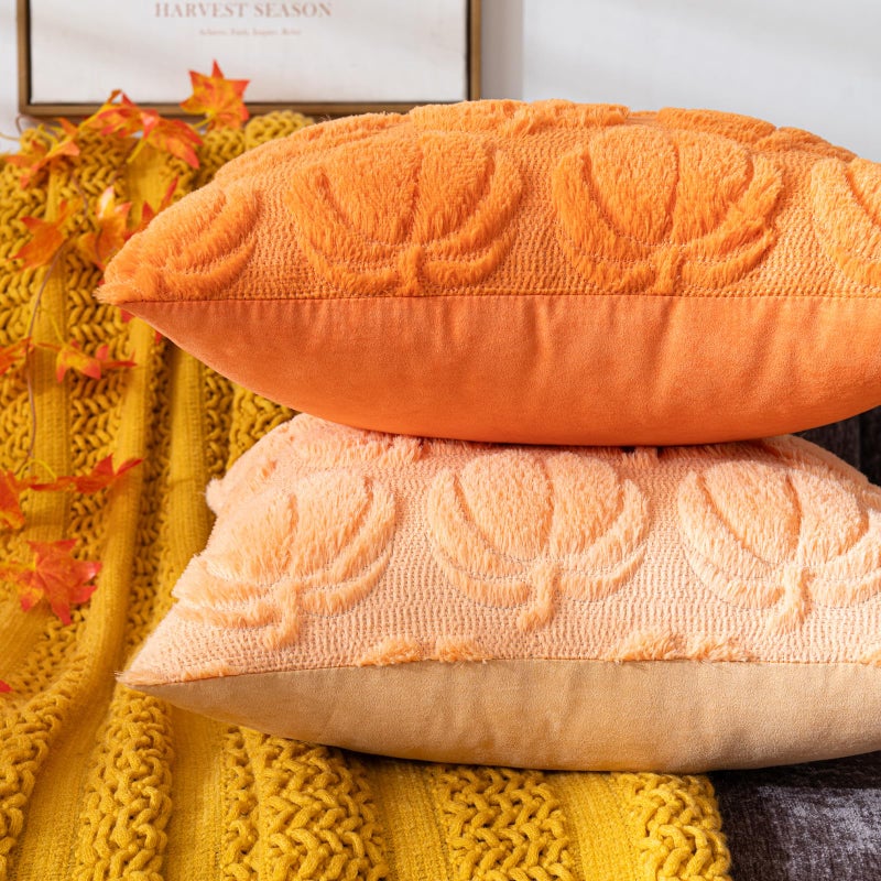 Cosibono Pumpkin Fall Decorative Convative Coversing 18 "" x18 "مجموعة من أغطية وسادة الفراء الناعمة الناعمة 2 - Image 4