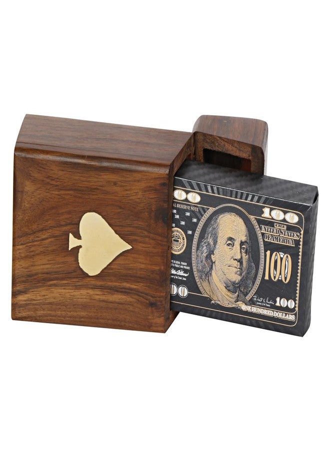 ARTVARKO Black Gold Plastic Playing Card with Handmade Rosewood/Sheesham Wood Brass Inlay Box Holder for Single Deck Decorative Storage. - Image 5