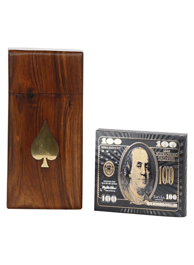 ARTVARKO Black Gold Plastic Playing Card with Handmade Rosewood/Sheesham Wood Brass Inlay Box Holder for Single Deck Decorative Storage. - Image 4