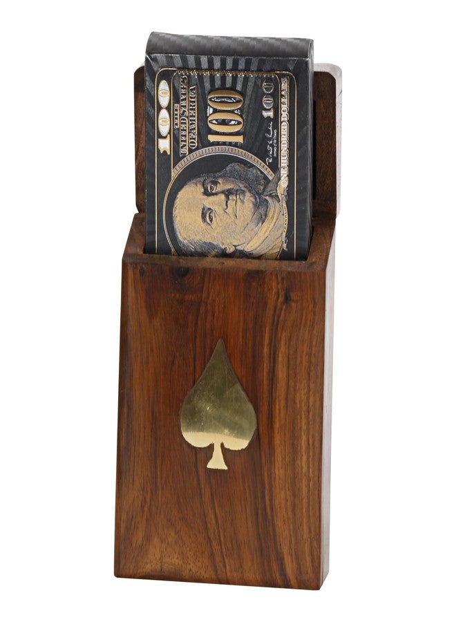 ARTVARKO Black Gold Plastic Playing Card with Handmade Rosewood/Sheesham Wood Brass Inlay Box Holder for Single Deck Decorative Storage. - Image 1
