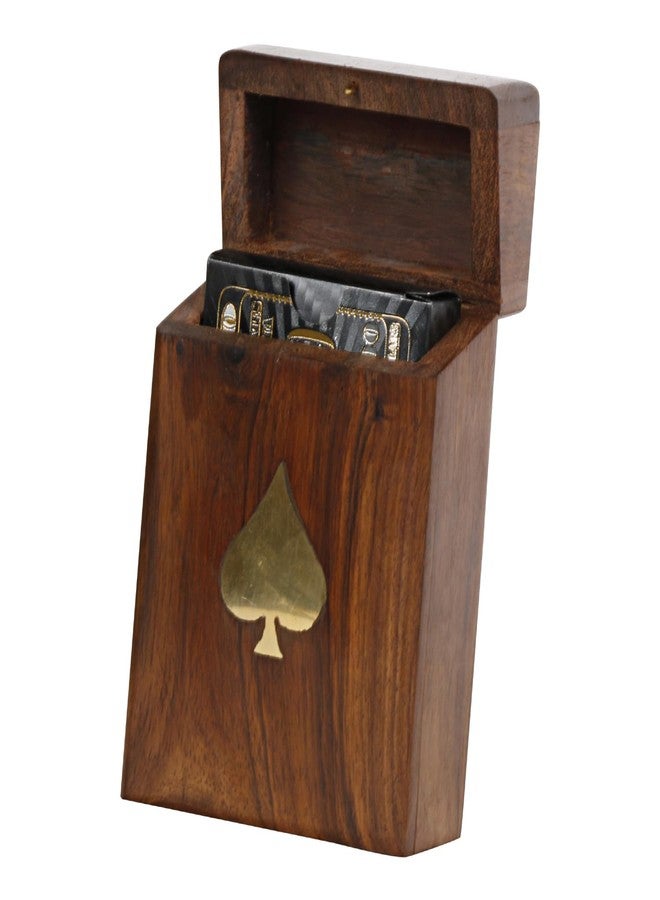 ARTVARKO Black Gold Plastic Playing Card with Handmade Rosewood/Sheesham Wood Brass Inlay Box Holder for Single Deck Decorative Storage. - Image 3