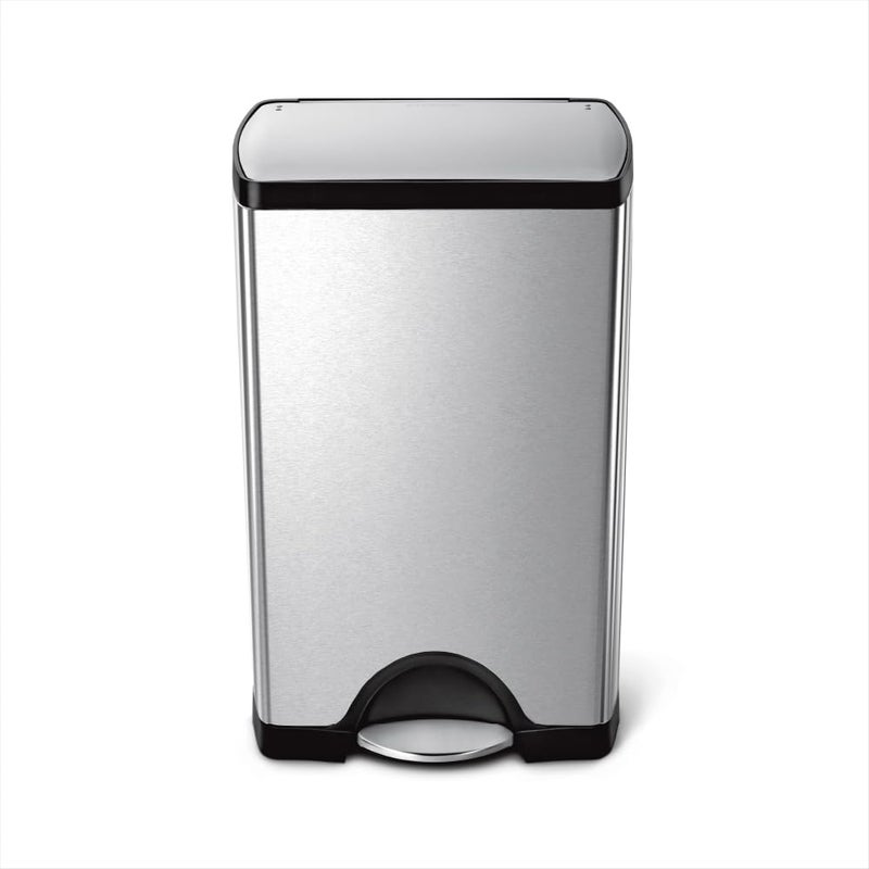simplehuman 38 Liter / 10 Gallon Rectangular Kitchen Step Trash Can, Brushed Stainless Steel - Image 1