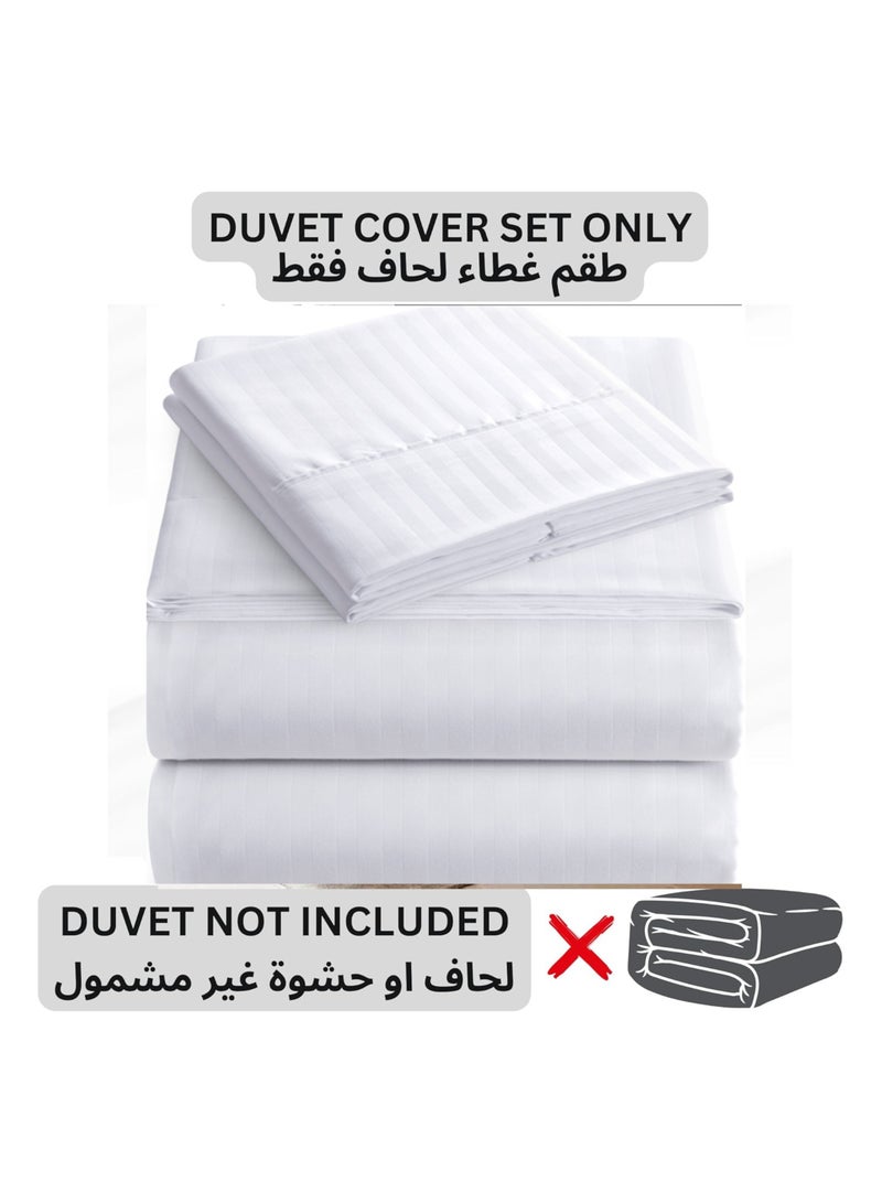 TW Premier Hotel Duvet Cover Single Size Stripe 4 Pcs Set - 1 Duvet Cover 160x220cm (Without Filling), 1 Fitted Sheet 120x200+30cm, 2 Oxford Pillow Cases 48x74+5cm, Super Soft Quilt Cover - Image 3