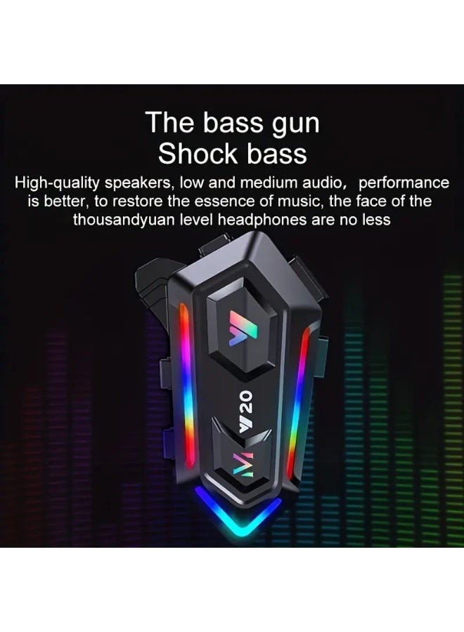 Y20 Single Motorcycle Helmet Wireless Headset with 5.3 Wireless, RGB Lights - Image 4