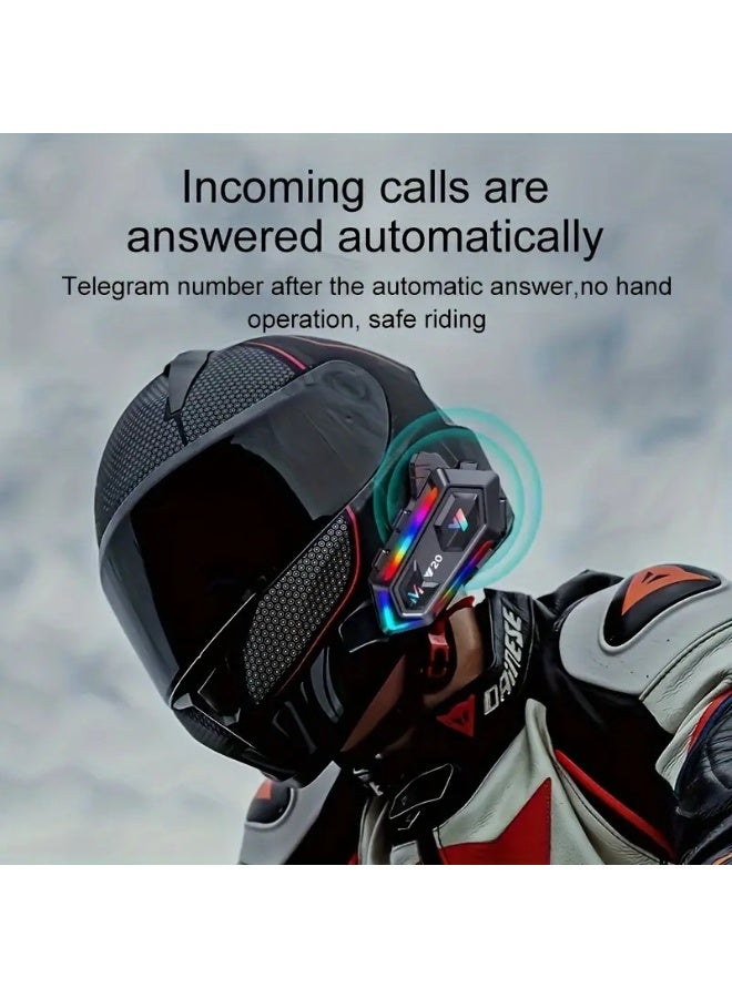 Y20 Single Motorcycle Helmet Wireless Headset with 5.3 Wireless, RGB Lights - Image 5