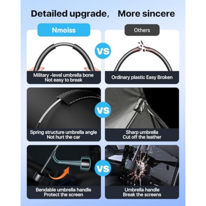 2024 Upgraded Car Windshield Sun Shade Umbrella with Vinyl Coating, UV Protection & Cooling Material, Universal Fit - Image 5