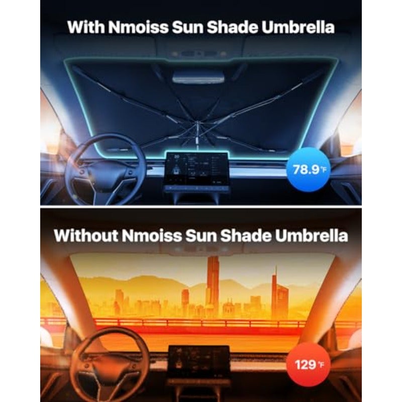 2024 Upgraded Car Windshield Sun Shade Umbrella with Vinyl Coating, UV Protection & Cooling Material, Universal Fit - Image 2