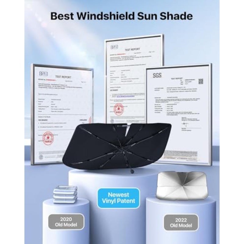 2024 Upgraded Car Windshield Sun Shade Umbrella with Vinyl Coating, UV Protection & Cooling Material, Universal Fit - Image 4